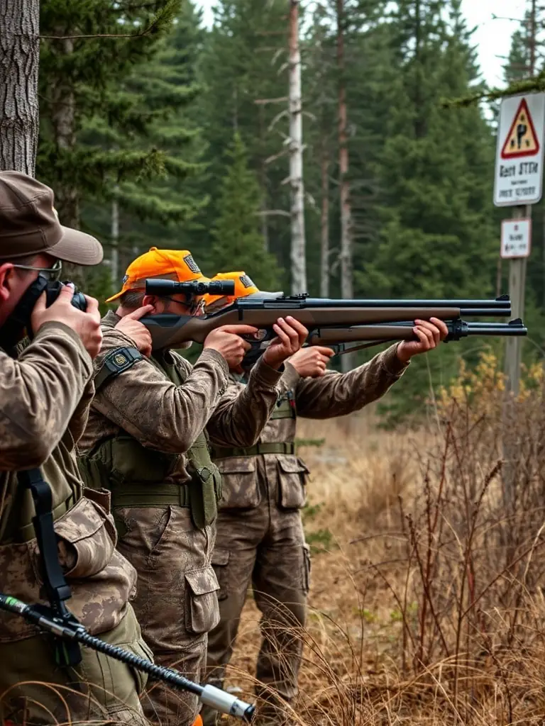 A picture of a hunter participating in a regulated hunting event, emphasizing the responsible hunting practices promoted by AMICALE DE CHASSE DE CHASTEAUX.